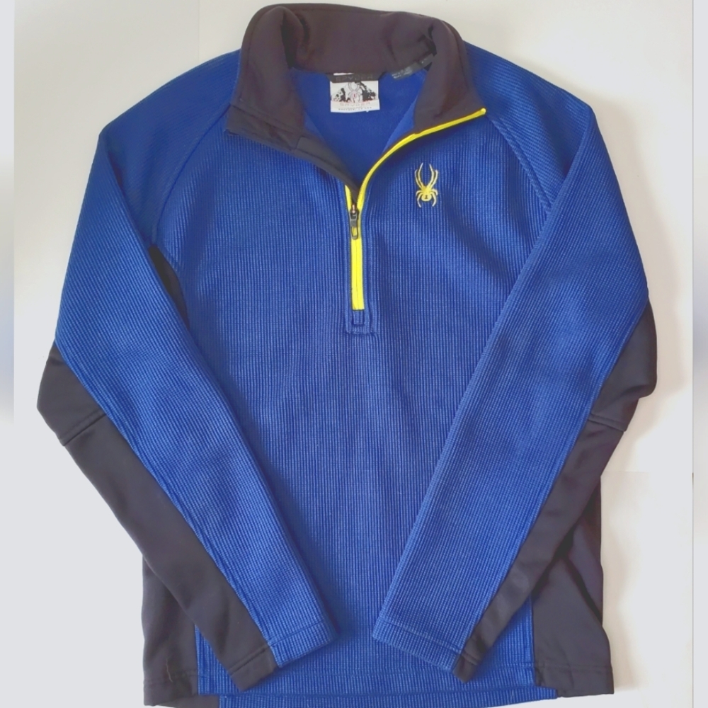 Spyder Waffle Knit Pull Over 1/4 Zip Mens Size Medium Blue EUC